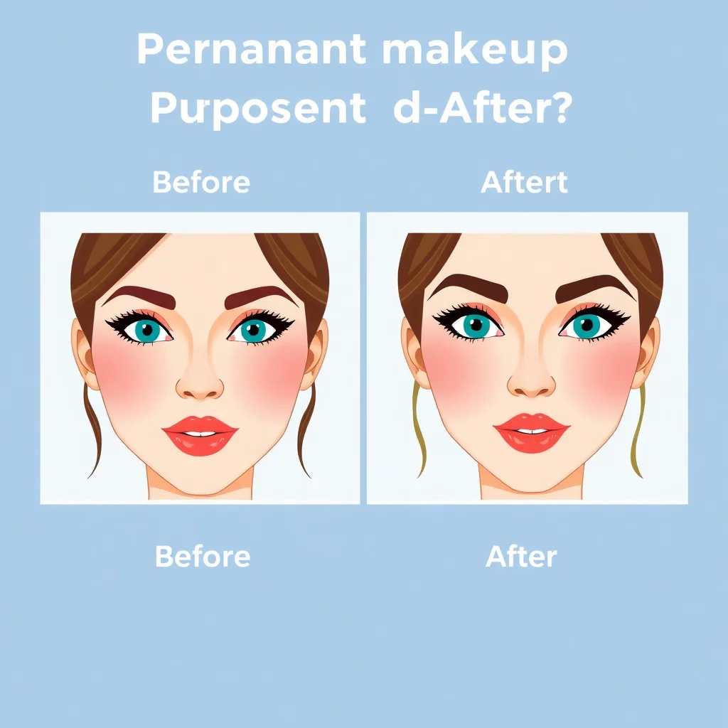 Diagramme éducatif montrant la comparaison avant/après des applications de maquillage permanent sur lèvres, sourcils et contour des yeux