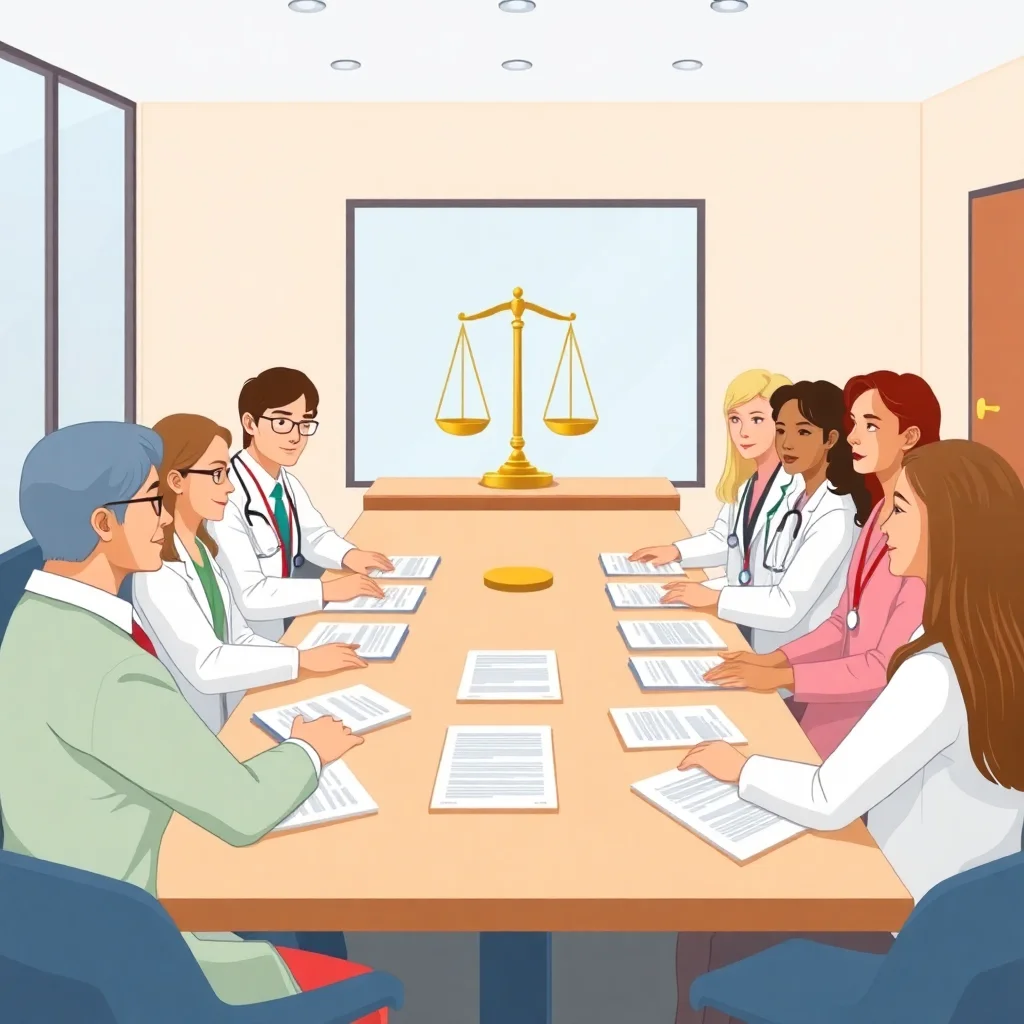 Comité d'éthique médicale discutant des droits des patients et de l'autonomie dans les décisions de traitement